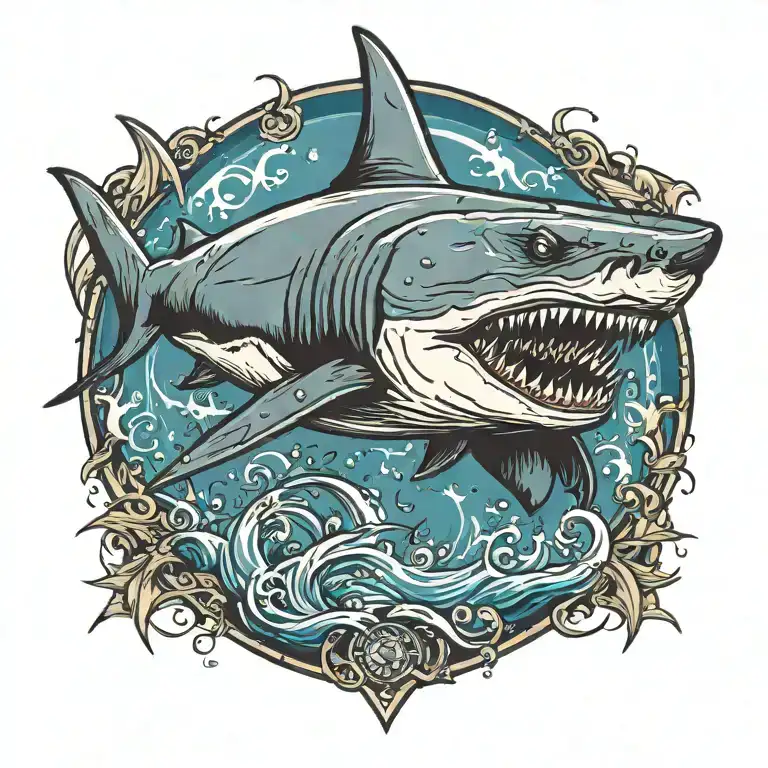 shark with lazer beams shooting tattoo design idea