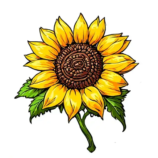 A sunflower made out of coffee beans and chocolate bars tattoo design idea