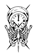 hand clock and skeleton  tattoo design idea