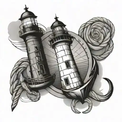 lighthouse anchor compass rope map tattoo design idea