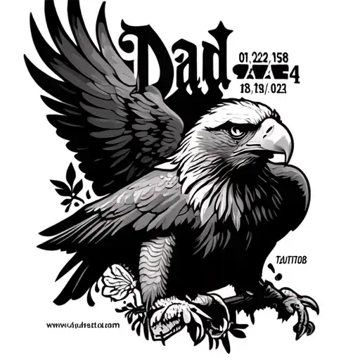 "Dad 01/02/1958-18/09/2024" eagle tattoo design idea