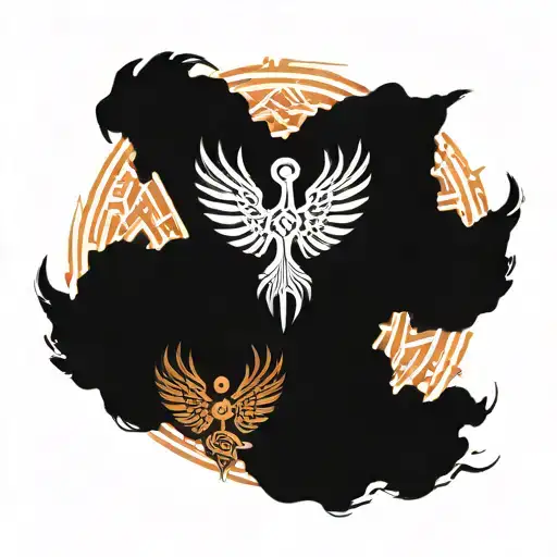 phoenix rising from ashes tattoo design idea