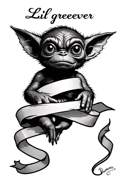 pinky promise fingers with ribbon wraped aroud saying lil gremlin forever tattoo design idea
