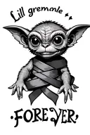 pinky promise fingers with ribbon wraped aroud saying lil gremlin forever tattoo design idea