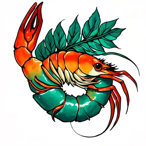 shrimp shedding a tear tattoo design idea