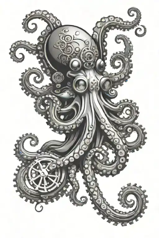 steampunk octopus tattoo design idea