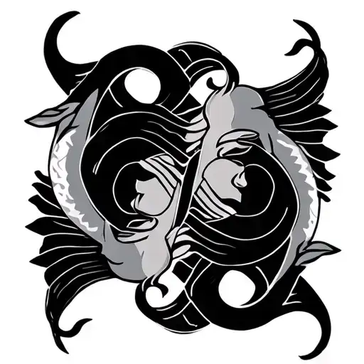 Taurus and Pisces symbol intertwined tattoo design idea
