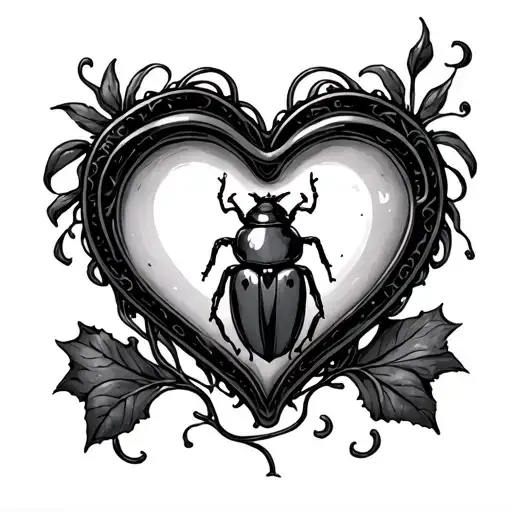 Beetlejuice sand glass surrounding a heart tattoo design idea