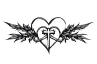 cross going through  heart on the top tattoo design idea