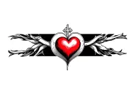 cross going through  heart on the top tattoo design idea