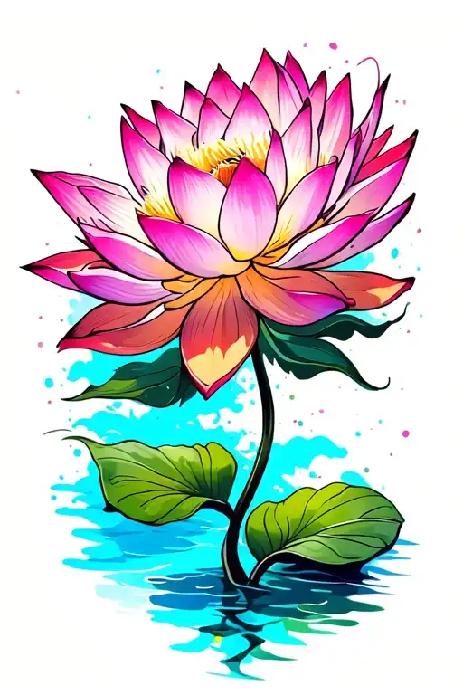 lotus flower blooming tattoo design idea