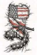 thin red Line Flag ripping tattoo design idea