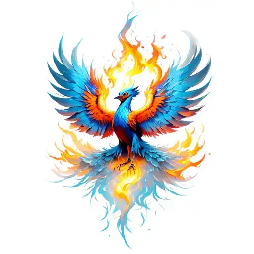 a beautiful fiery phoenix emerging from a cocoon  tattoo design idea