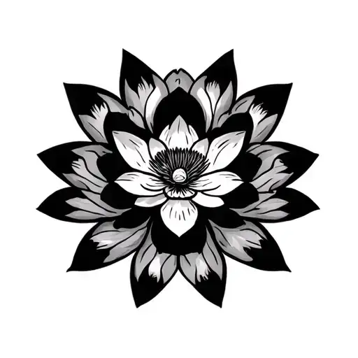 traditional lotus flower decal tattoo design idea