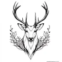 Noble stag combining Patronus spirit and Baratheon strength, semi-realistic blackwork with geometric forms and dotwork tattoo design idea