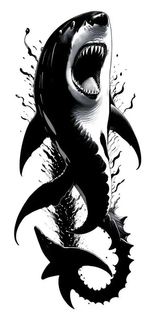, shark swimming gracefully tattoo design idea