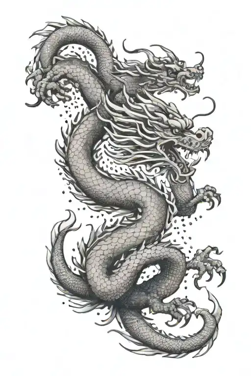 red chinese dragon flying tattoo design idea