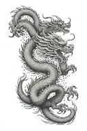 red chinese dragon flying tattoo design idea