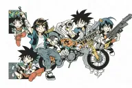 Imagine a vibrant mural representing childhood nostalgia from the late '80s to early 2000s. tattoo design idea