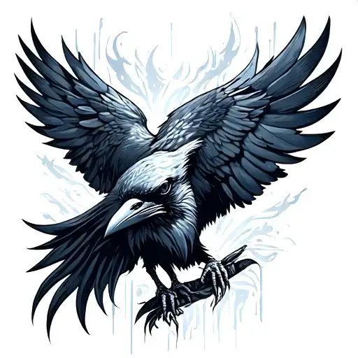 raven and fjord tattoo design idea