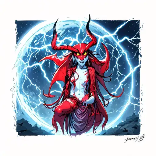 On a night when lightning flashes, the devil descends to the earth alone. tattoo design idea