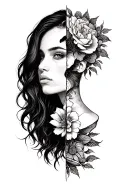 split personality tattoo design idea
