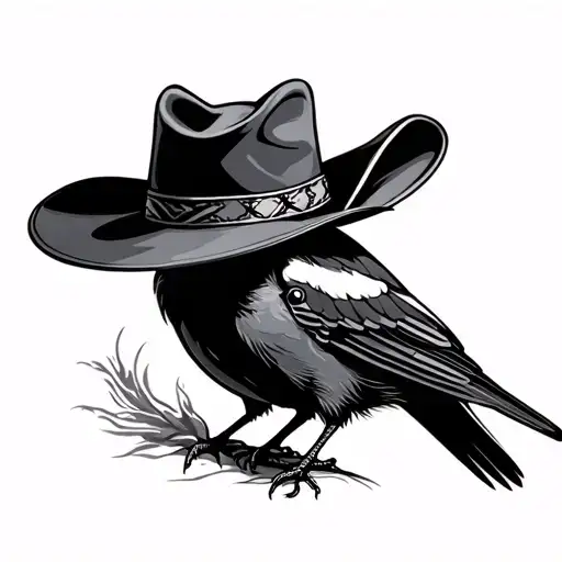 Australian magpie with cowboy hat tattoo design idea