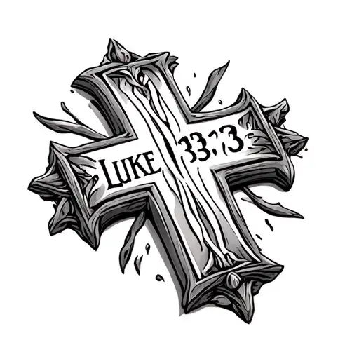Hollow cross with "Luke 1:37" inside of it. Make it simple tattoo design idea