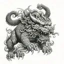 foo dog attacking tattoo design idea