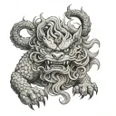 foo dog attacking tattoo design idea