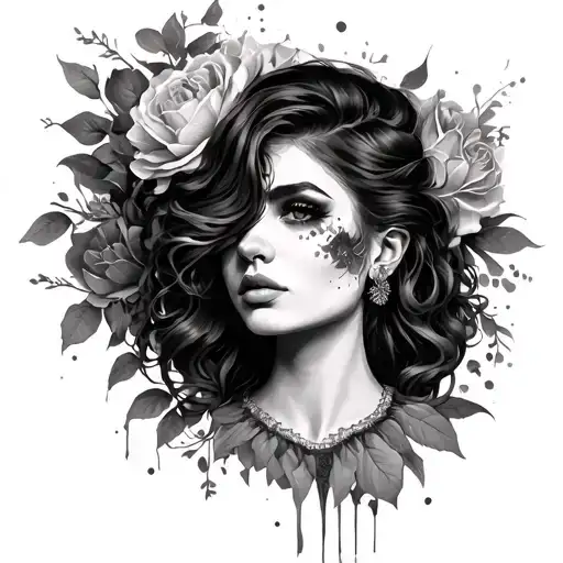 double faced woman tattoo design idea