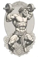 Atlas greek god lifting weights representing the different tattoo design idea