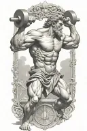 Atlas greek god lifting weights representing the different tattoo design idea