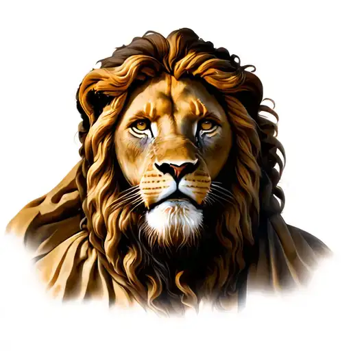 lion with jesus crist tattoo design idea