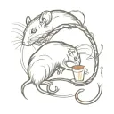 Two rats combining to form a coffee bean tattoo design idea