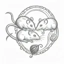 Two rats combining to form a coffee bean tattoo design idea