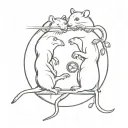 Two rats combining to form a coffee bean tattoo design idea