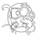 Two rats combining to form a coffee bean tattoo design idea