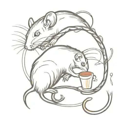 Two rats combining to form a coffee bean tattoo design idea