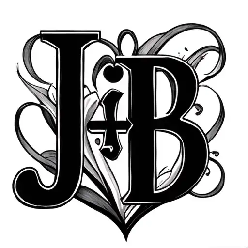 Heart Initials J+B tattoo design idea