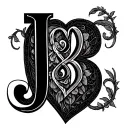 Heart Initials J+B tattoo design idea