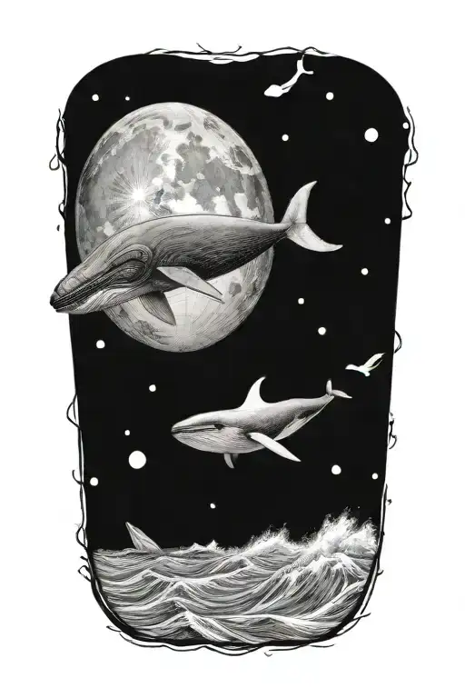 whale space tattoo design idea