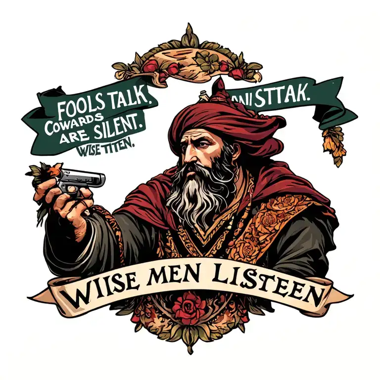 FOOLS TALK. COWARDS ARE SILENT. WISE MEN LISTEN tattoo design idea