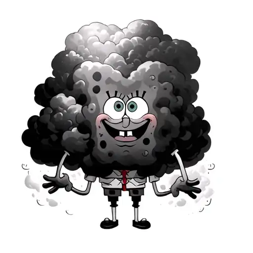 SpongeBob cloud filled Arrange several clouds for a whimsical effect tattoo design idea