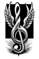 minimalistic style treble clef and bass clef with angel wings made tattoo design idea