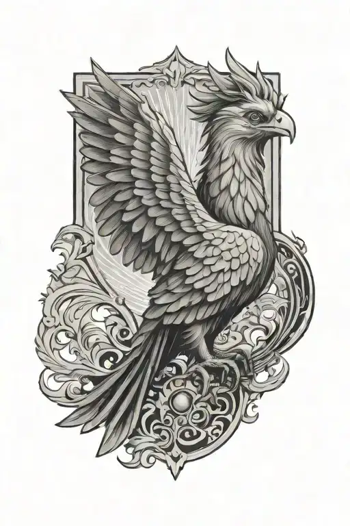 liver bird straight facing tattoo design idea