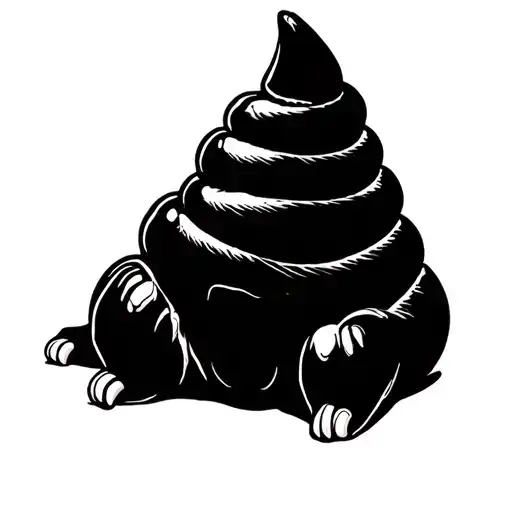 poo out of bum tattoo design idea