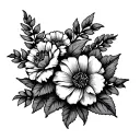 john deere and flowers tattoo design idea