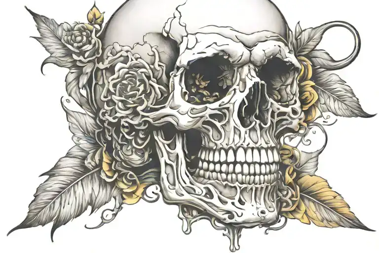 skull face tattoo design idea