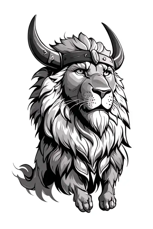 Vikings lion tattoo design idea